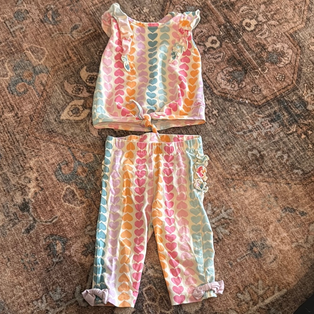 Colorful Heart Print Kids Outfit
